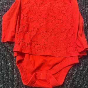 GAP Red Lace Long Sleeve Baby Bodysuit